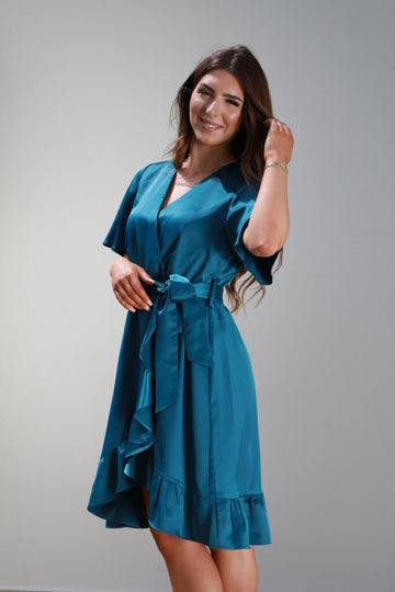 Frill Wrap Dress With Tea Sleeve Double Second